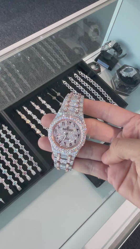 VVS ROSE/WHITE CUSTOM WATCH 41MM (Highest Quality)