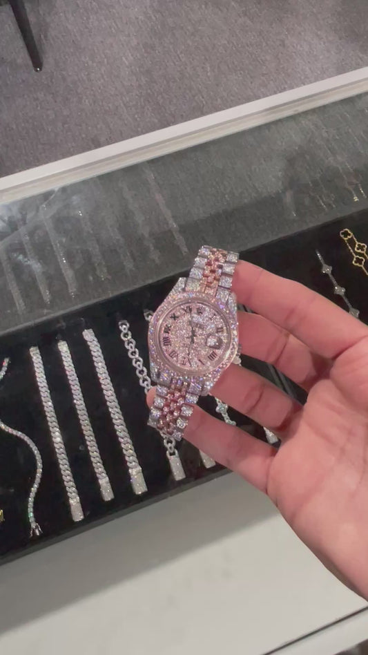 VVS WHITE/YELLOW CUSTOM WATCH 41MM (Highest Quality)